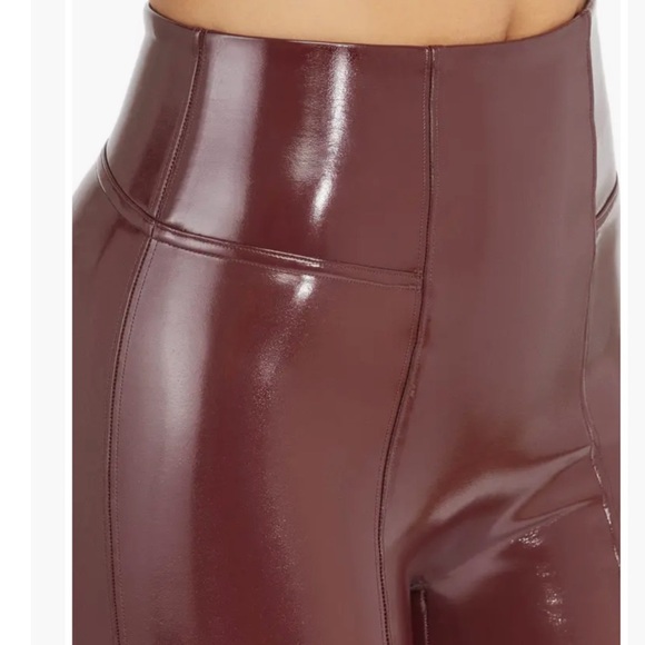 Spanx Faux Patent Leather Leggings in Ruby Red - Picture 5 of 10